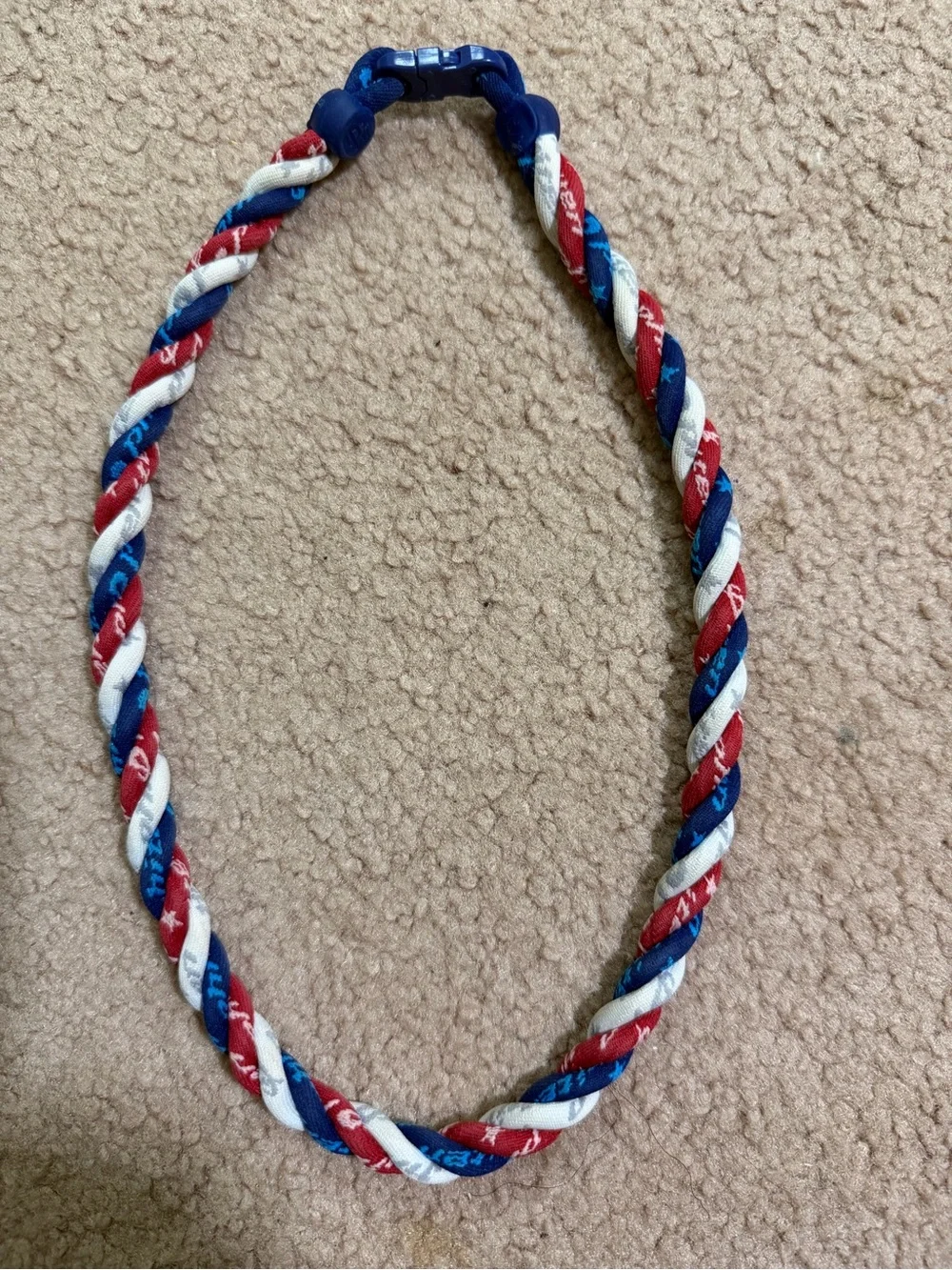 Phiten Red White Blue Braided Sports Necklace 22” Baseball Athletic